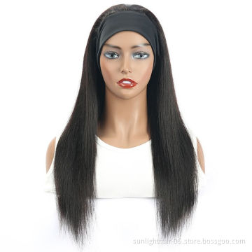 2021 New Arrival Human Hair Wig Band Wig machine Headband Wigs natural hair bangs